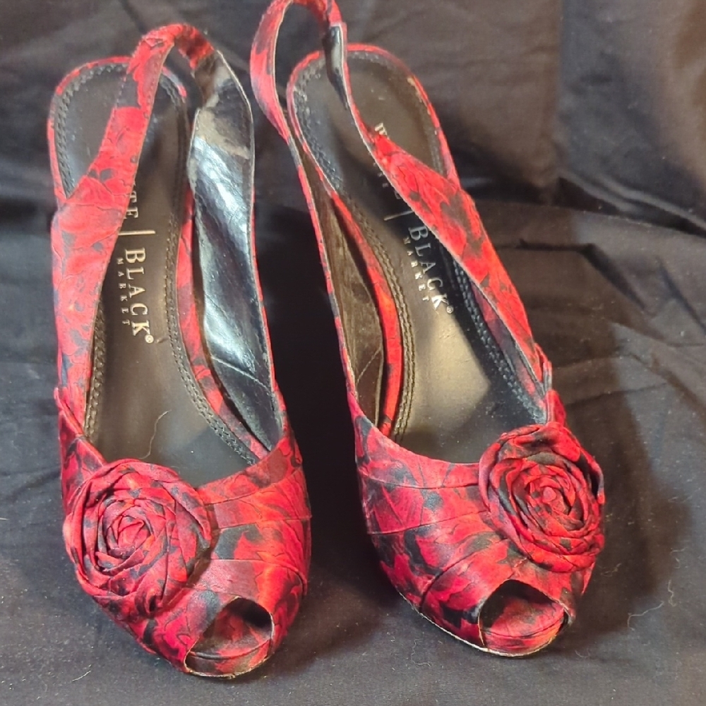 Red Peep-Toe Heels